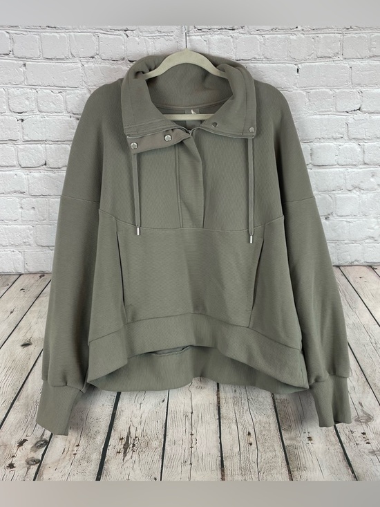 CALIA by Carrie Underwood Tops - Calia Size XXL Taupe Textured Minimalist 1/2 Zip Cropped Sweatshirt LKNW